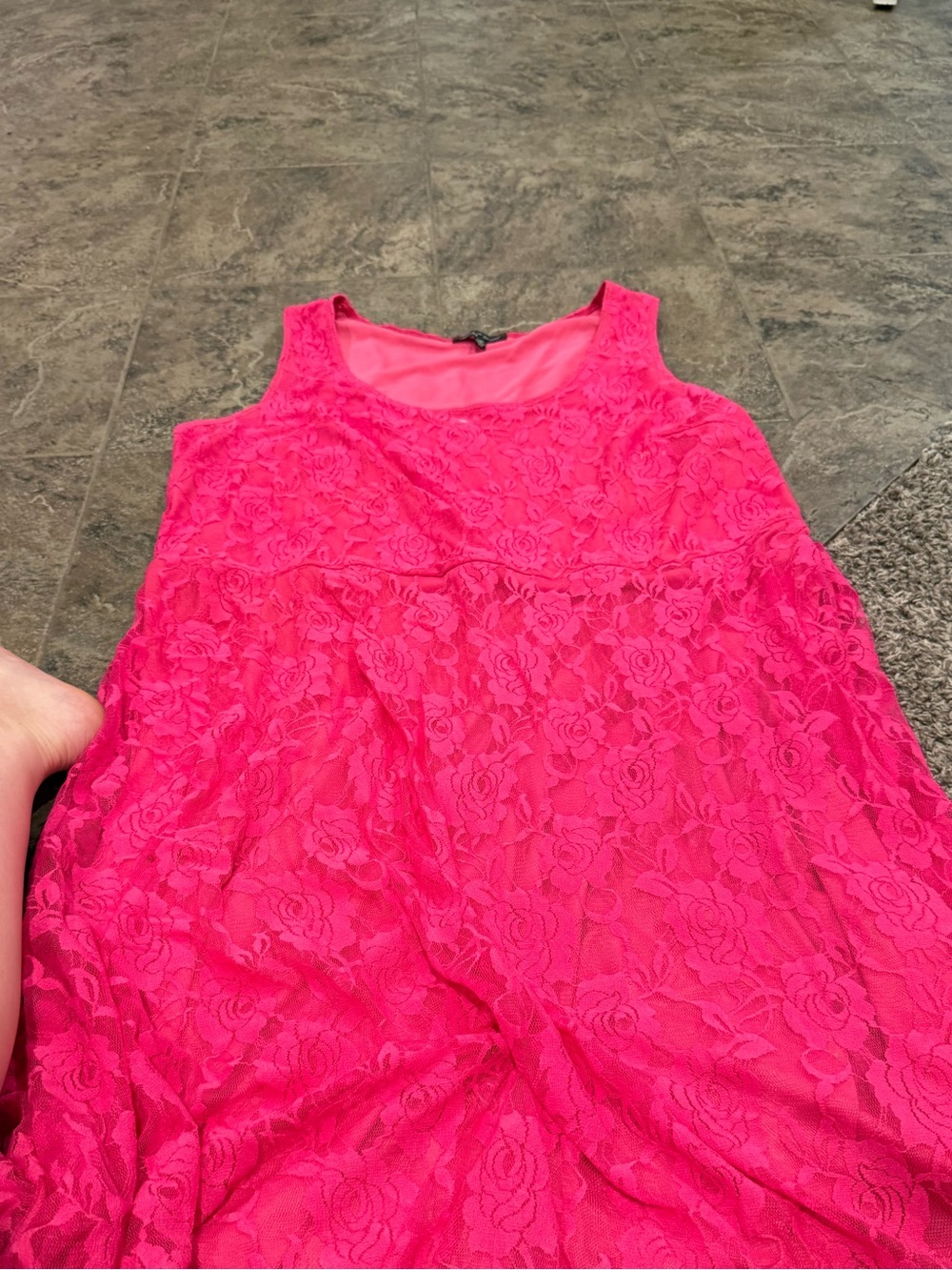 🍉Bright Pink Lace Sleeveless Dress made in USA